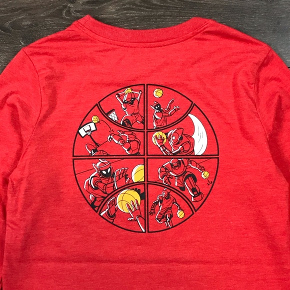 Cat & Jack Boys Robotic Basketball Game Graphic Logo Long Sleeve Red Shirt Sz M - Picture 2 of 8